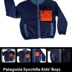 Patagonia Kids' Synchilla Fleece Jacket - Blue and Orange Size SMALL (7-8)
